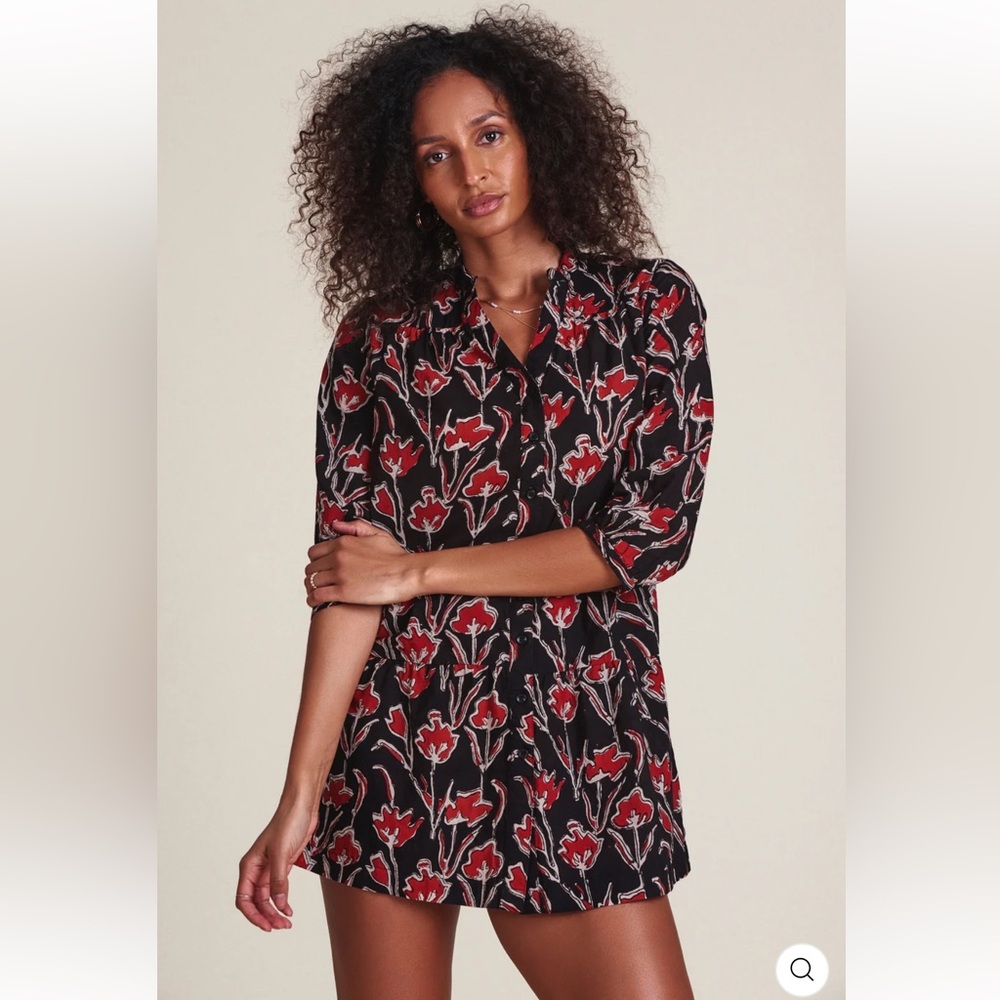 NWT The Shirt Rochelle Behrens Clarissa Floral Mini Dress L